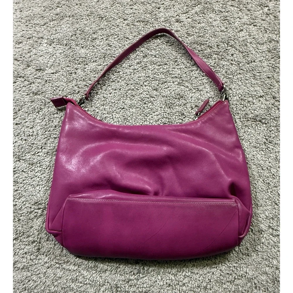 Lauren Ralph Lauren Fuchsia‎ Leather Hobo Shoulder Handbag Barbie Y2K Party Rich